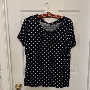 Rafaella Black and White Polka Dot Short Sleeve Top
